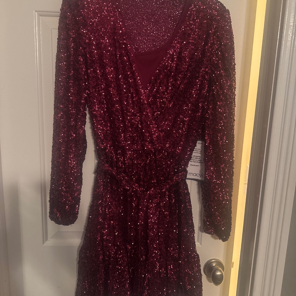 Never worn burgundy sequin dress